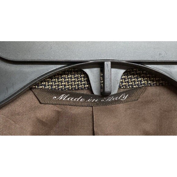 Men's Canali Proposta Blazer Silk Blend Brown Micro Check Size 56L(EU) 46L(US) - Picture 2 of 8